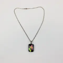 Handcrafted Rectangular Dichroic Glass Pendant Multicolor Iridescent