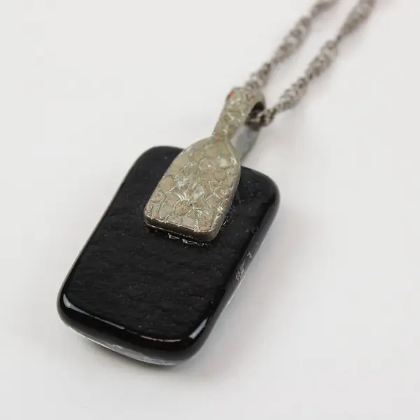 Handcrafted Rectangular Dichroic Glass Pendant Multicolor Iridescent