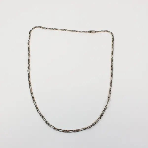 Sterling Silver Figaro Chain Necklace 925 Mexico Clasp Unbranded