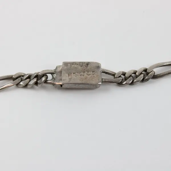 Sterling Silver Figaro Chain Necklace 925 Mexico Clasp Unbranded