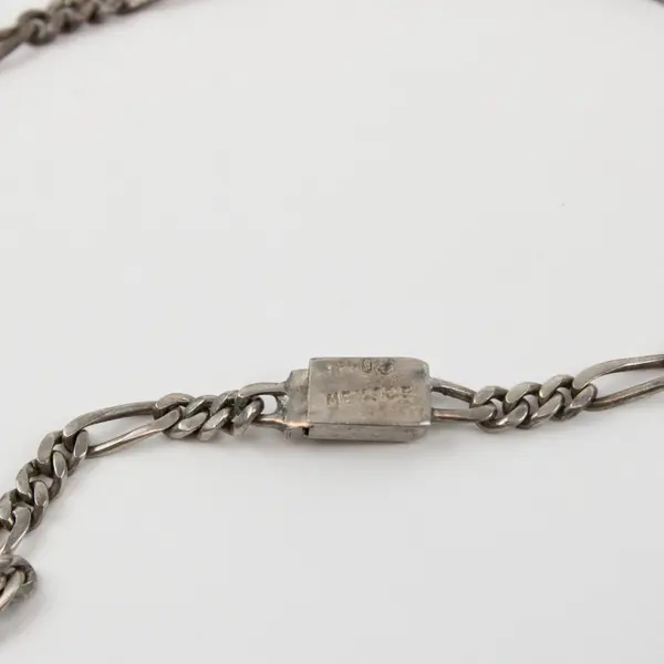 Sterling Silver Figaro Chain Necklace 925 Mexico Clasp Unbranded