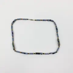 Unbranded Blue Beaded Necklace Cylinder Cube Multicolor