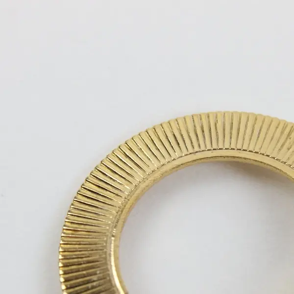 Vintage Gold Tone Ribbed Circle Brooch Pin Open Center 2.25"