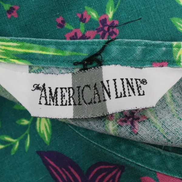 American Line Women's 22W Pink Green Tropical Floral Tank Top