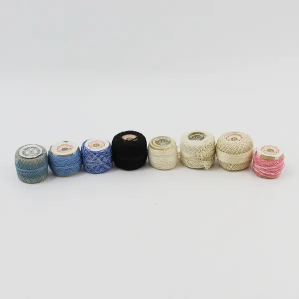 Lot of 8 Mercerized Crochet Thread Balls, Color Mix, Columbia J&P Coats Clark's