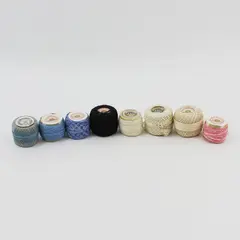 Lot of 8 Mercerized Crochet Thread Balls, Color Mix, Columbia J&P Coats Clark's