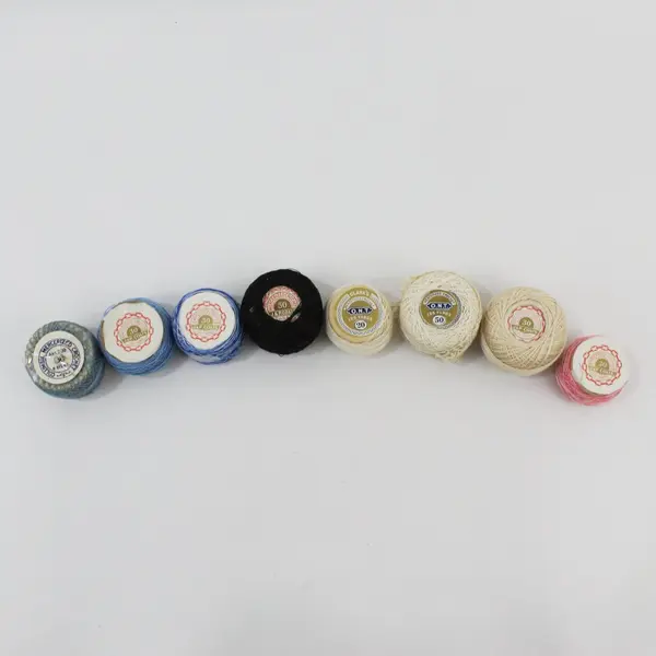 Lot of 8 Mercerized Crochet Thread Balls, Color Mix, Columbia J&P Coats Clark's