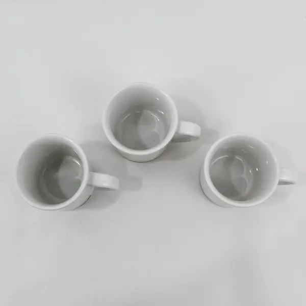 Lot of 3 Retro Ceramic Coffee Mugs E-3 White Red Gold Bands