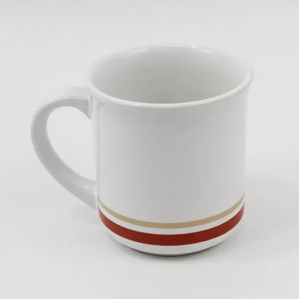 Lot of 3 Retro Ceramic Coffee Mugs E-3 White Red Gold Bands