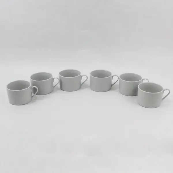 Set of 6 Simple Dining White Ceramic Flat Dining Cups