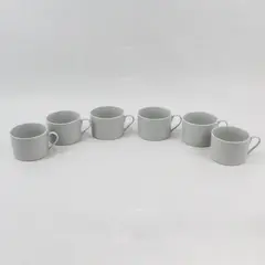 Set of 6 Simple Dining White Ceramic Flat Dining Cups