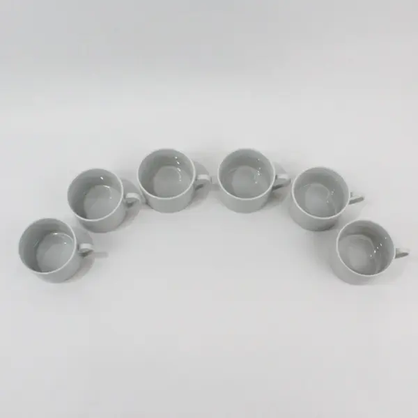 Set of 6 Simple Dining White Ceramic Flat Dining Cups