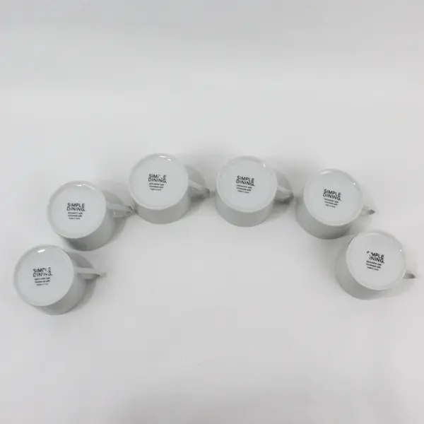 Set of 6 Simple Dining White Ceramic Flat Dining Cups