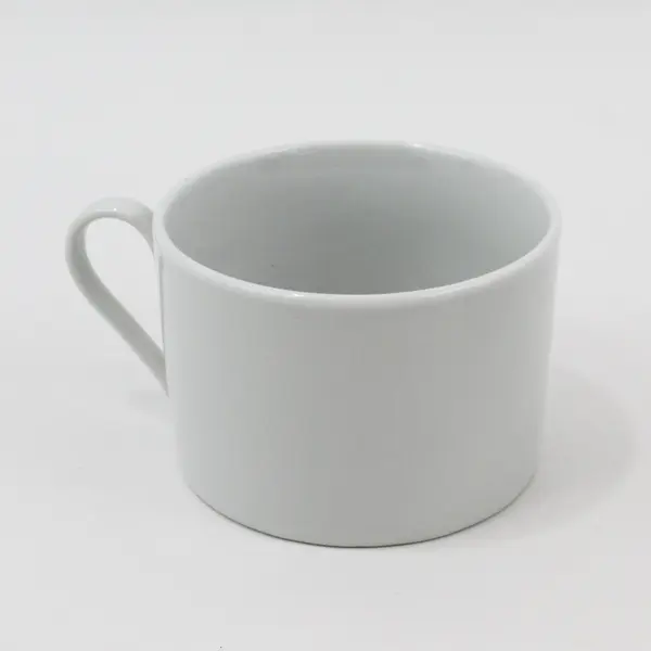 Set of 6 Simple Dining White Ceramic Flat Dining Cups