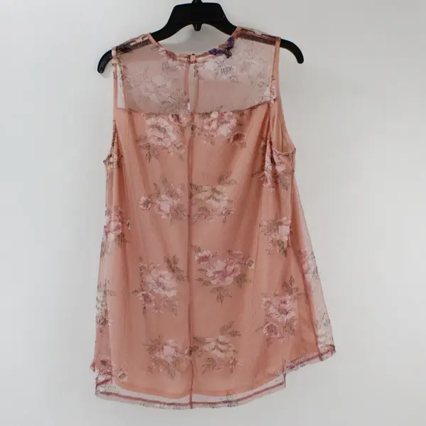 Apt. 9 Women's XL Pink Floral Mesh Sleeveless Top