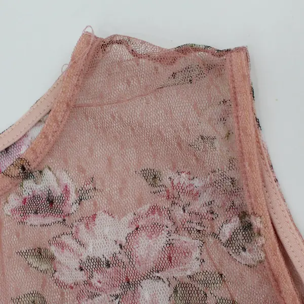 Apt. 9 Women's XL Pink Floral Mesh Sleeveless Top