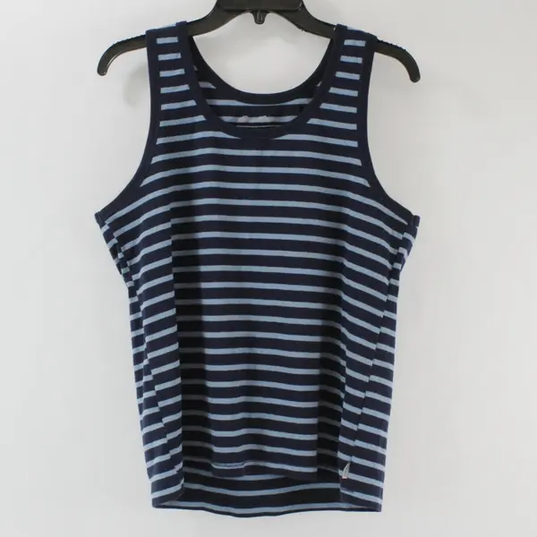Eddie Bauer Women's Blue Striped Cotton Blend Tank Top TXL