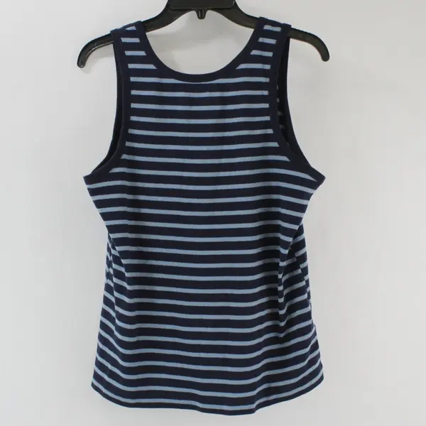 Eddie Bauer Women's Blue Striped Cotton Blend Tank Top TXL