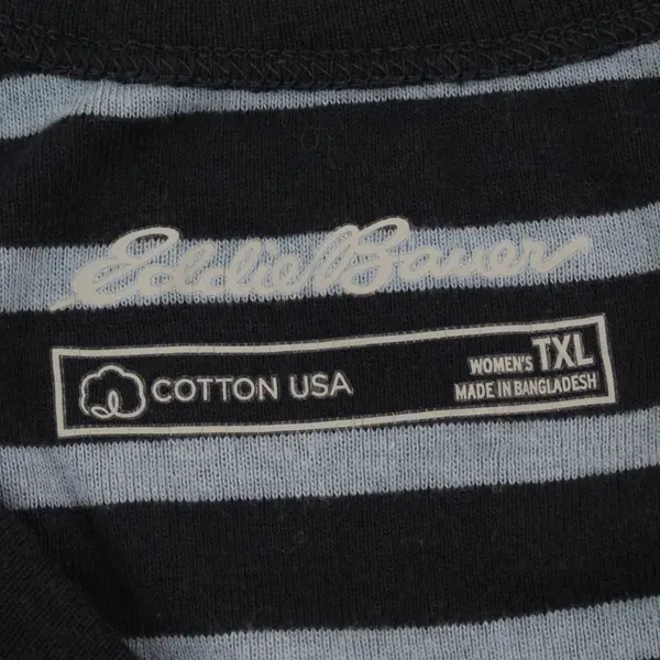 Eddie Bauer Women's Blue Striped Cotton Blend Tank Top TXL