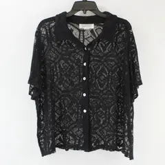 S.L. Fashions Women's 18W Black 100% Polyester Openwork Crochet Top