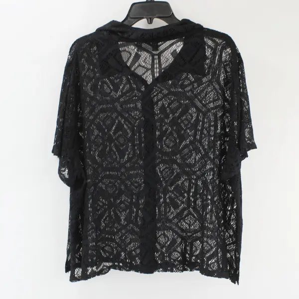 S.L. Fashions Women's 18W Black 100% Polyester Openwork Crochet Top