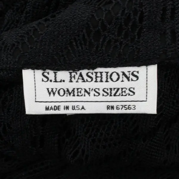 S.L. Fashions Women's 18W Black 100% Polyester Openwork Crochet Top