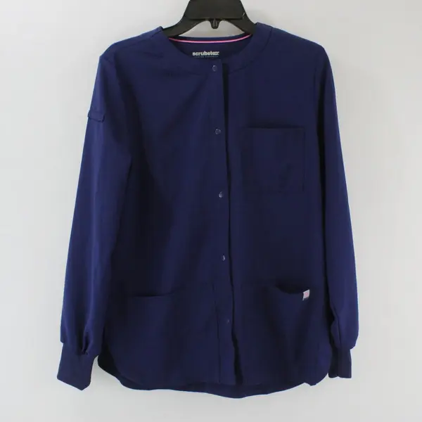 Scrubstar WM44J410C Women's XS Indigo Long Sleeve Button-Front Shirt