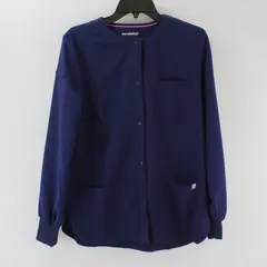 Scrubstar WM44J410C Women's XS Indigo Long Sleeve Button-Front Shirt