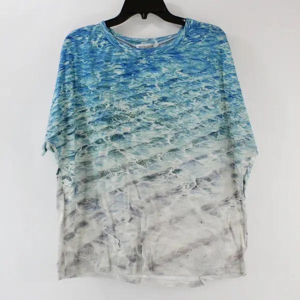 Misslook Women's Ocean Print Short Sleeve Top 2XL