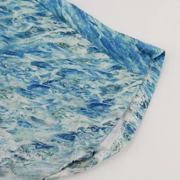 Misslook Women's Ocean Print Short Sleeve Top 2XL