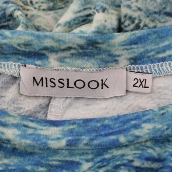 Misslook Women's Ocean Print Short Sleeve Top 2XL