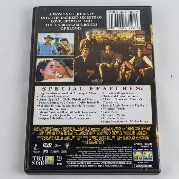 Legends of the Fall 1994 Special Edition DVD 78727 Brad Pitt Anthony Hopkins