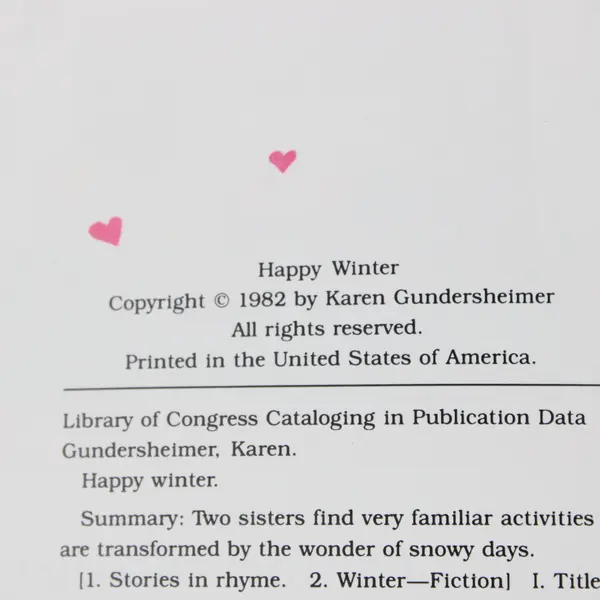 Vintage Happy Winter by Karen Gundersheimer 1982 1st Edition Hardcover Book