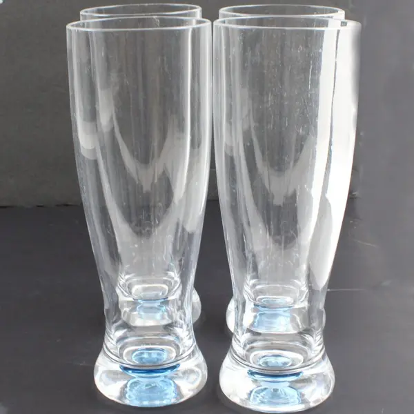 Set of 4 Clear Glass Pilsner Beer Glasses 8.5in Tall