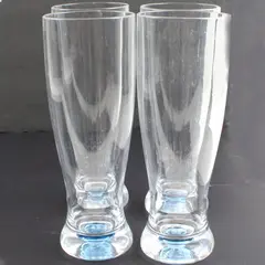 Set of 4 Clear Glass Pilsner Beer Glasses 8.5in Tall