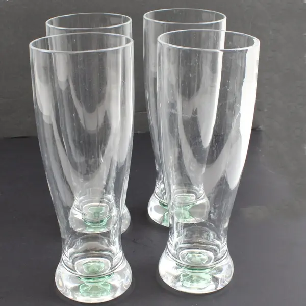 Set of 4 Clear Glass Pilsner Beer Glasses 8.5in Used