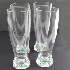 Set of 4 Clear Glass Pilsner Beer Glasses 8.5in Used