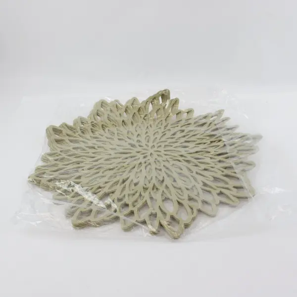 Set of 6 Gold Round Vinyl Placemats 14.25" PLMAT_VIN12_GOLD