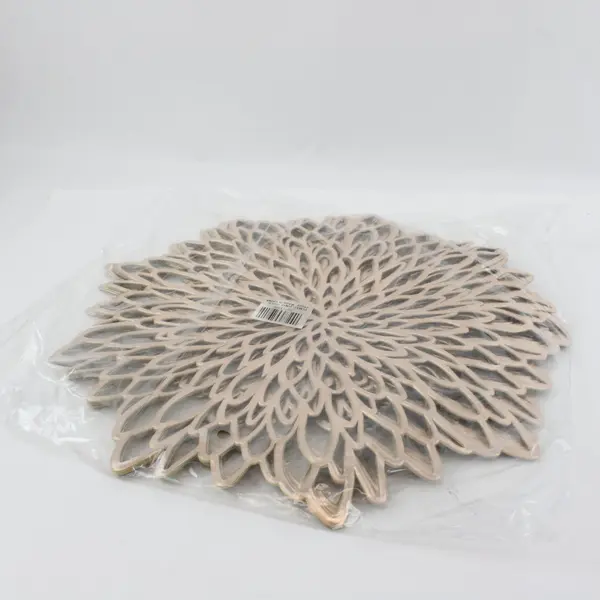 Set of 6 Gold Round Vinyl Placemats 14.25" PLMAT_VIN12_GOLD