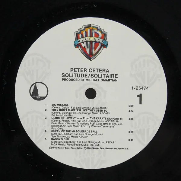 Peter Cetera Solitude/Solitaire  12"Vinyl Record Warner Bros 1-25474