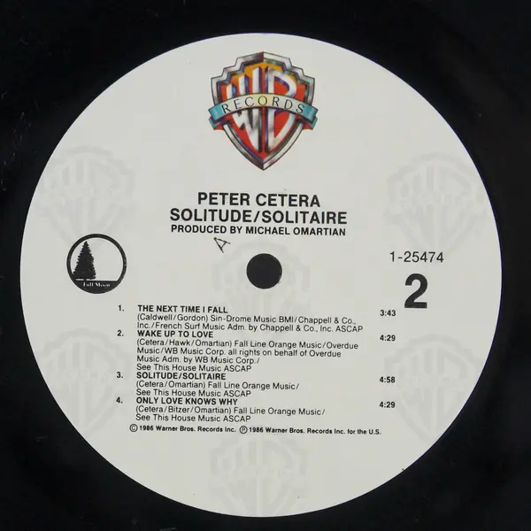 Peter Cetera Solitude/Solitaire  12"Vinyl Record Warner Bros 1-25474