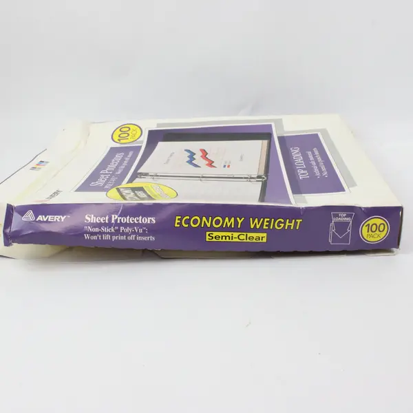Avery 74136 Semi-Clear Sheet Protectors 100 Pack Open Box