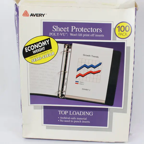 Avery 74136 Semi-Clear Sheet Protectors 100 Pack Open Box