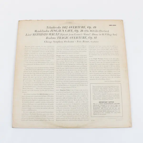 RCA Victor LSC 2241 Tchaikovsky:1812  Overture 12" Vinyl Record