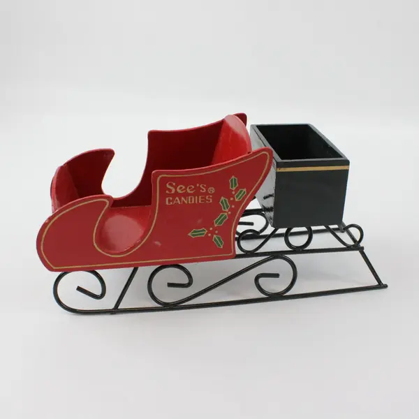 See's Candies Christmas Red Wooden Sleigh Display Collectible
