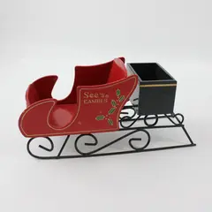 See's Candies Christmas Red Wooden Sleigh Display Collectible