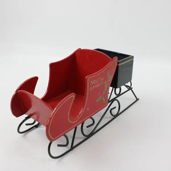 See's Candies Christmas Red Wooden Sleigh Display Collectible