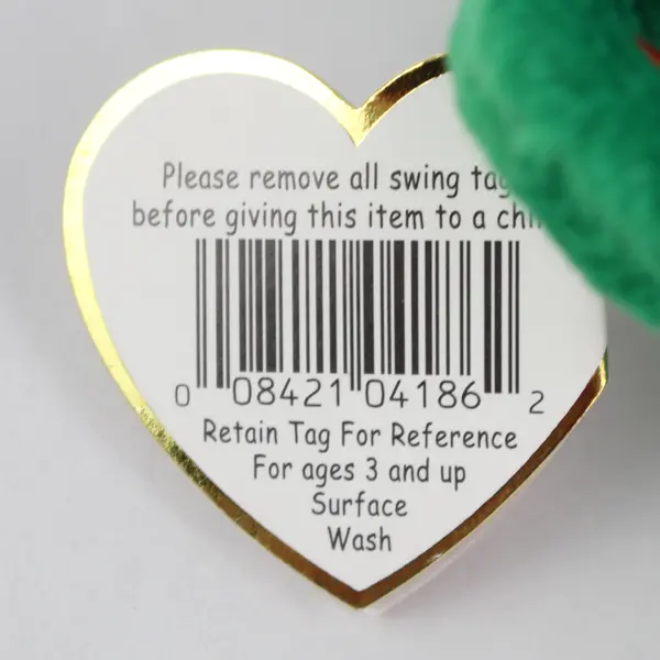 TY Beanie Babies Erin 1997 Shamrock Green Bear With Tag Plush Toy
