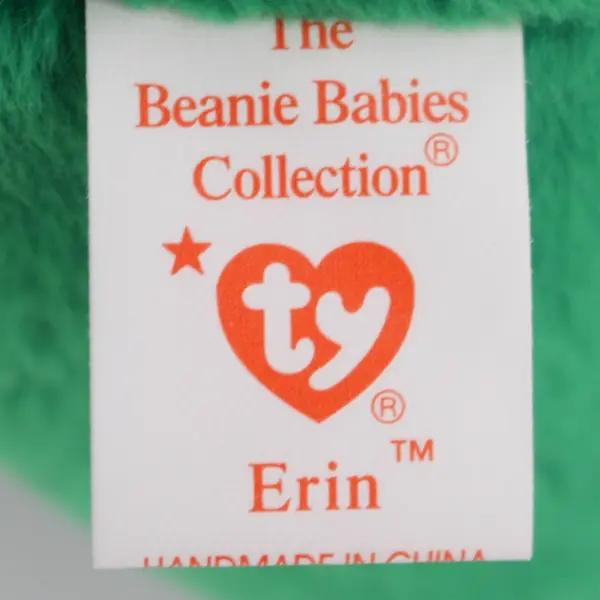 TY Beanie Babies Erin 1997 Shamrock Green Bear With Tag Plush Toy