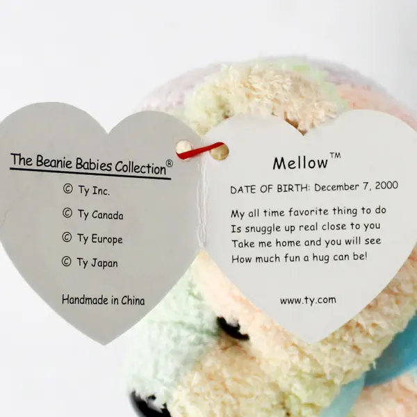 Ty Beanie Babies Mellow 2000 Pastel Tie-Dye Bear With Tag Plush Toy